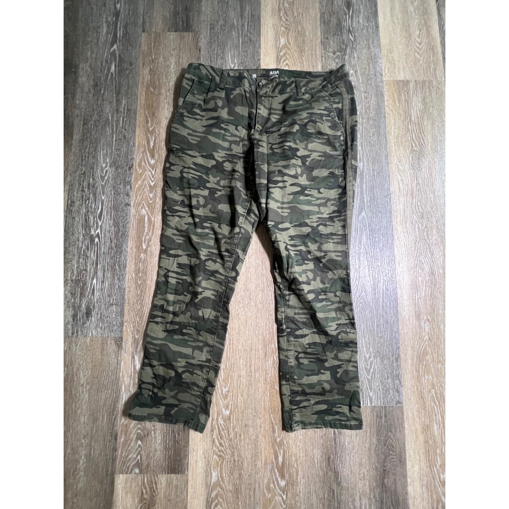 ANA Camo Pants Women 16 Green Straight Leg Camouflage Side Stripe Utility
